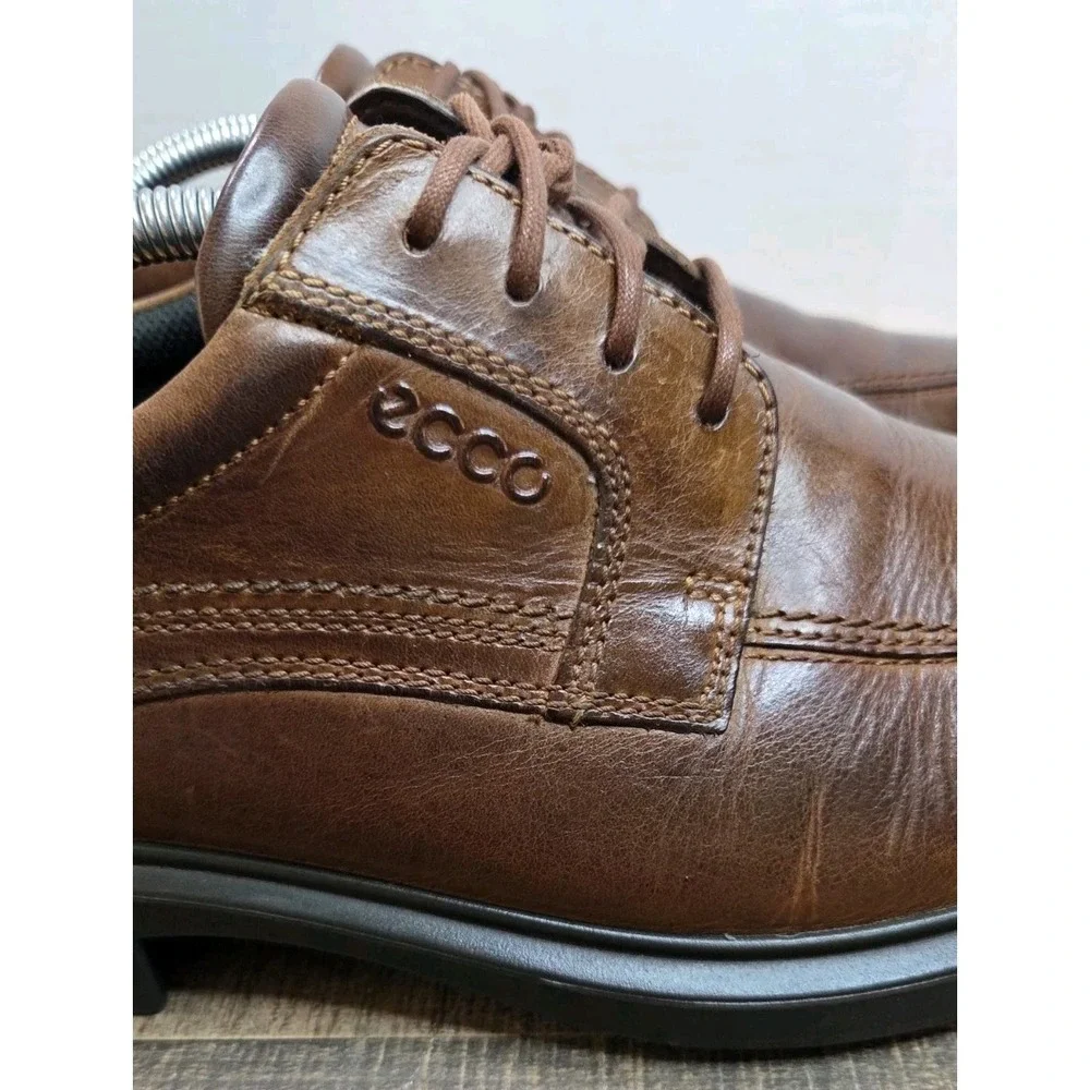 ECCO Mens Helsinki Bicycle Toe Tie Cocoa Brown Leather Oxfords Eur 43 US 9--10.5